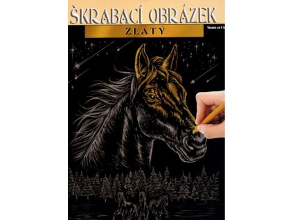 ARTLOVER Škrabací obrázek (zlatý) - Koně