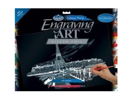 Škrabací obrázek - Eiffelova věž - velký (stříbrný)
