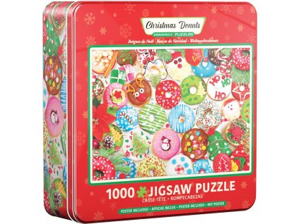 EUROGRAPHICS Puzzle v plechové krabičce Vánoční koblihy 1000 dílků