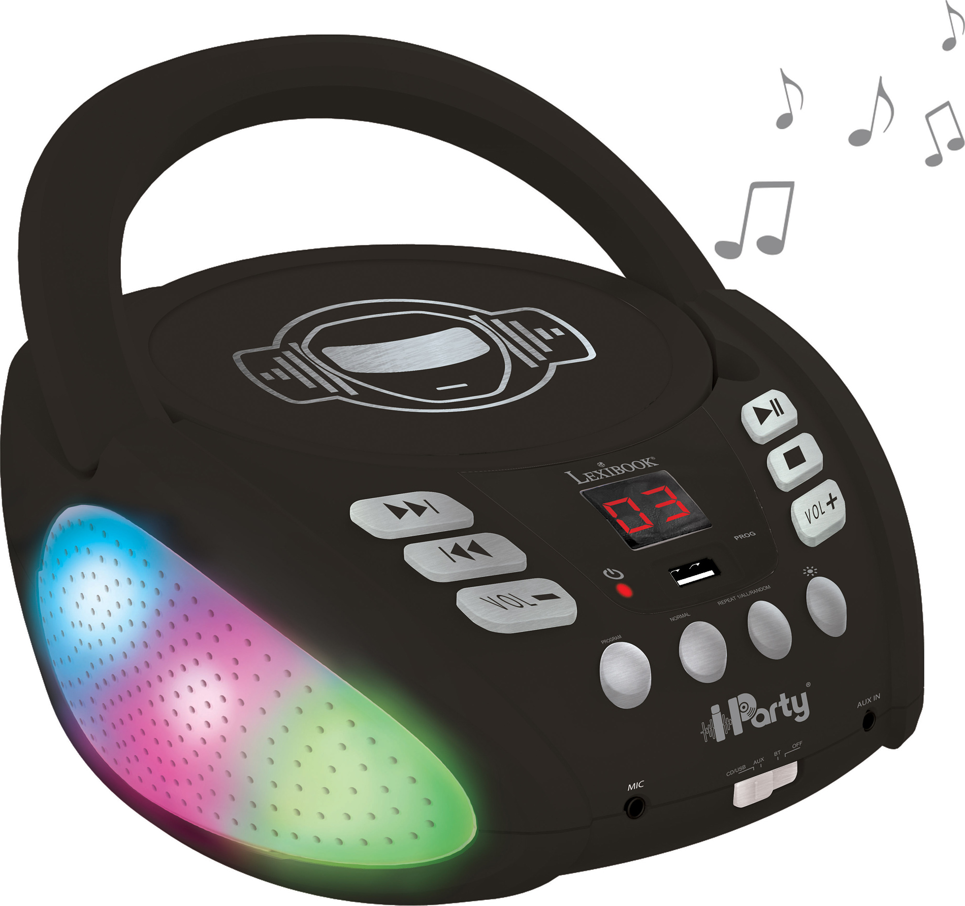 Přenosný Bluetooth CD přehrávač iParty se světelnými efekty