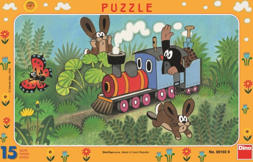 Papírové puzzle 15 dílků Krtek a lokomotiva