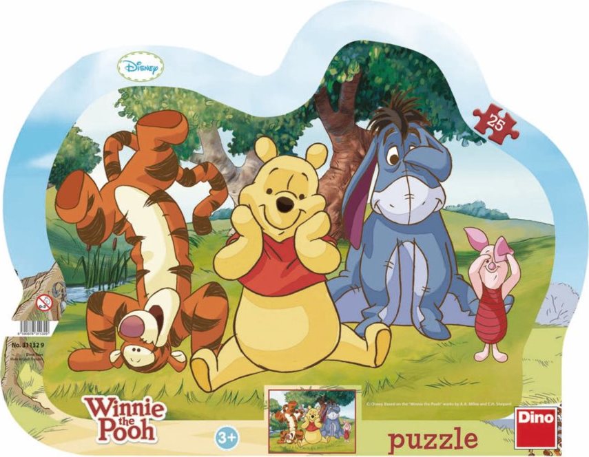 Dino Papírové puzzle schovávaná s medvídkem PÚ 25 dílků