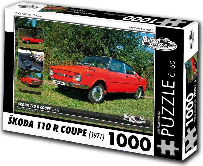 RETRO-AUTA Puzzle č. 60 Škoda 110 R Coupe (1971) 1000 dílků