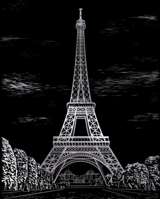 ARTLOVER Škrabací obrázek - Eiffelova věž (stříbrná)