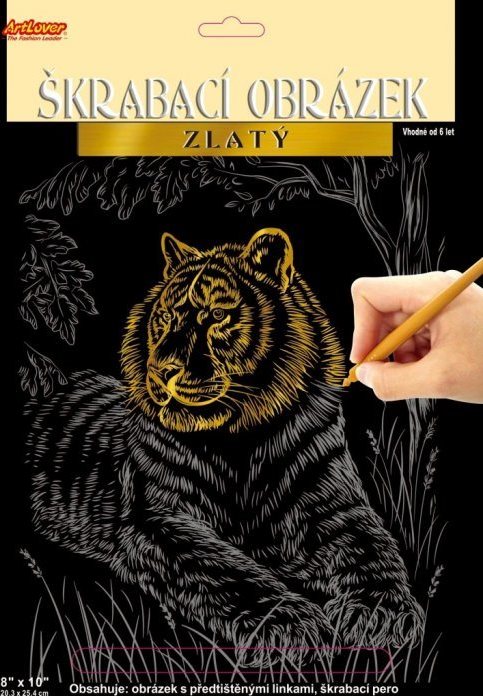 ARTLOVER Škrabací obrázek (zlatý) - Tygr