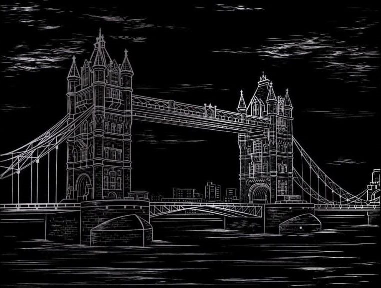 ARTLOVER Škrabací obrázek - Tower Bridge (stříbrný)