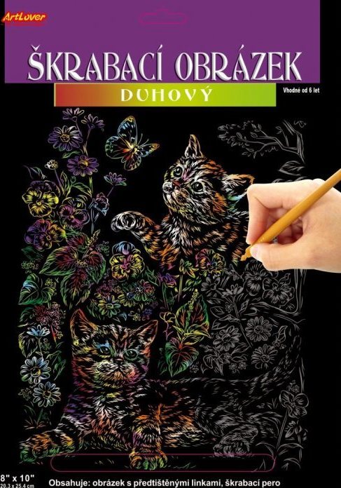ARTLOVER Škrabací obrázek (duhový) - Kočky