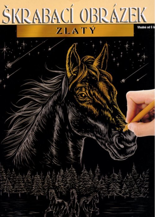 ARTLOVER Škrabací obrázek (zlatý) - Koně