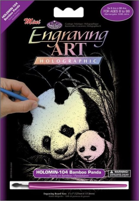Holograficky škrabací obrázek Panda s mládětem