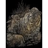 Škrabací obrázek - Lvice s lvíčaty (zlatá)
