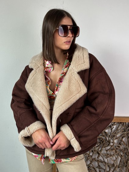 Hnedá kožušinová bunda