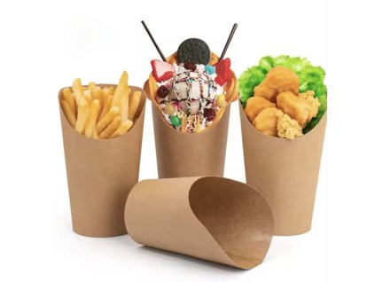 9139 krabicka na bubble waffle hranolky wrap 350ml 85x60x120mm wrap holder kraft 65ks
