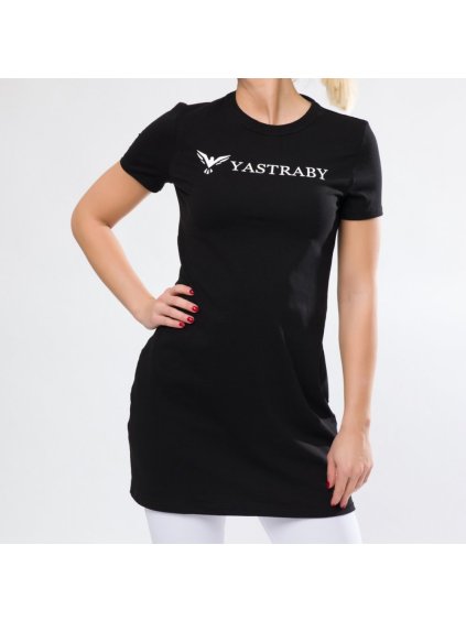 Dámske bavlnené šaty YASTRABY čierne 3D logo