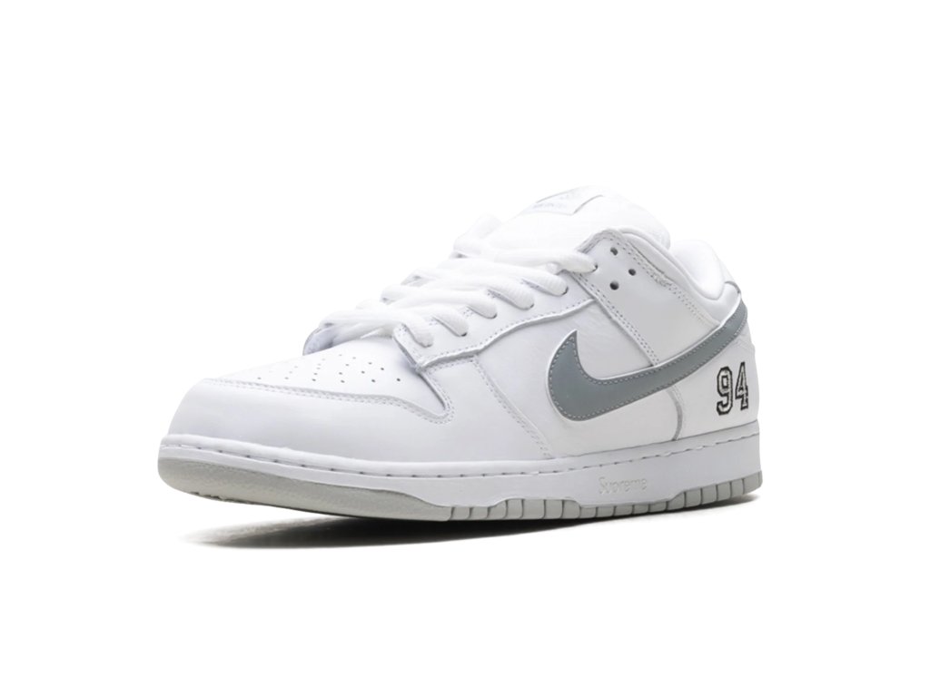 Nike SB Dunk Low Supreme 94 White Metallic Silver | Supreme