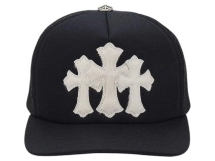 Chrome Hearts White Cemetary Cross CH Trucker Hat Black 1