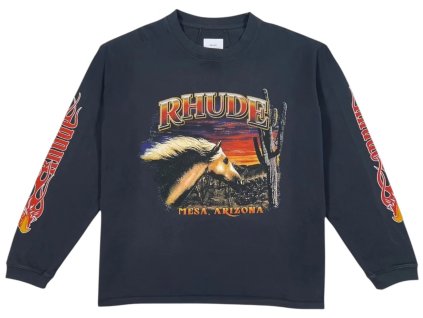 Rhude Mesa Stallion LS Tee BlackRedYellow 1