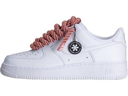 White Shiny Rope Laces Pink 1