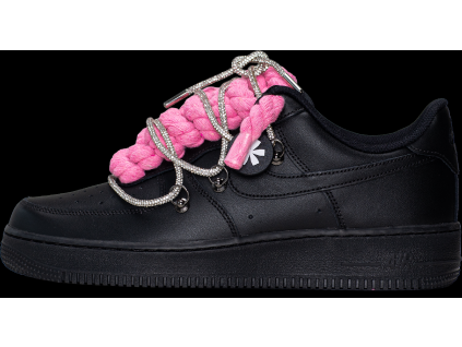 Black Double Rope Laces Pink Silver 1