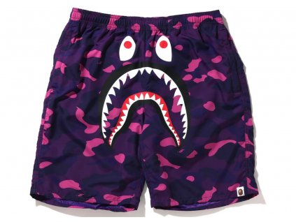 BAPE Color Camo Shark Beach Shorts Purple