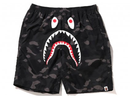 BAPE Color Camo Shark Beach Shorts Black