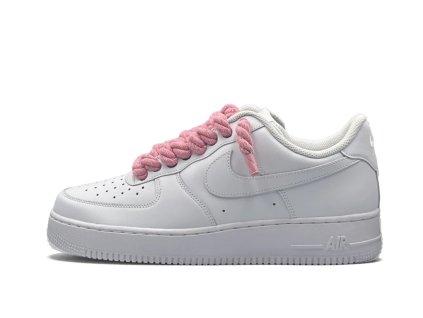 Nike Air Force 1 White Rope Laces Pink 1
