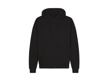 SKIMS Terry Mens Relaxed Zip Up Hoodie Washed Obsidian 111