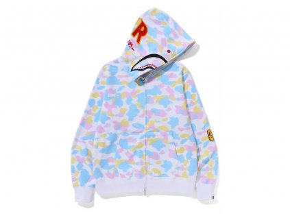 BAPE New Multi Camo 2nd Shark Full Zip Hoodie White