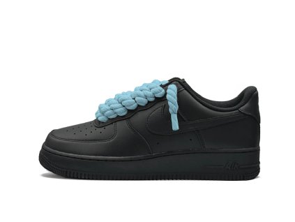 Nike Air Force 1 Black Rope Laces Ice Blue 1