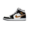 Jordan 1 Mid Patent Black White Gold 1