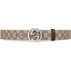 Gucci Reversible Belt GG Supreme Palladium Interlocking G Buckle 15 W Brown Black