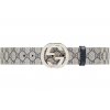 Gucci Interlocking G Palladium Buckle Belt GG Supreme 15W Beige Blue 01