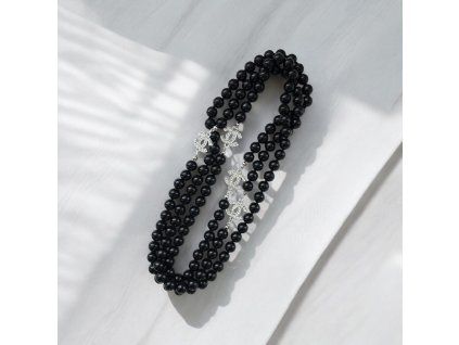 Halskette CoCO schwarze Perle M / Silber