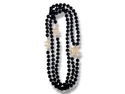 Halskette CoCO schwarze Perle M / Gold