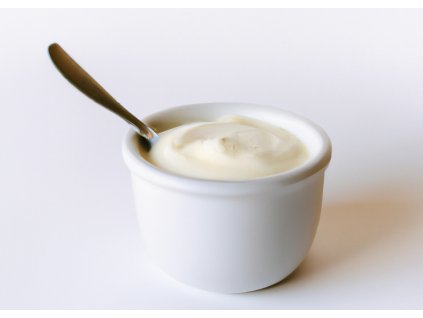 DALL·E 2023 03 28 17.30.00 Photo of Buffalo yogurt (sour milk) on a white background for an online store