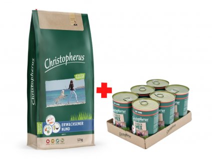 christopherus-adult-dog-m-l-granule-12kg-darcek-6x-400g-konzerva