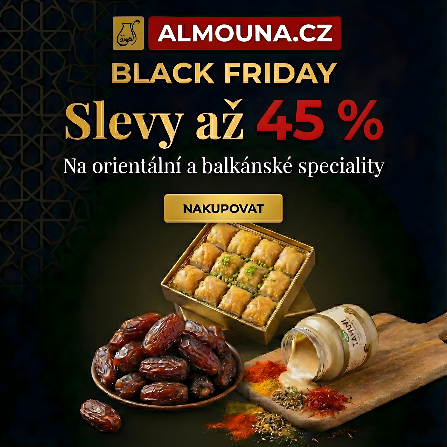 black friday slevy levne 45% orientalni a balkanske potraviny