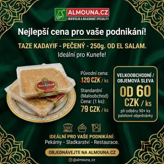 Chcete nejlepší cenu pro vaše podnikání? Tady je! 📈 Představujeme Taze Kadayif – pečený, 250g, od El Salam, ideální základ...
