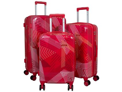 Red set of suitcases 3 pcs