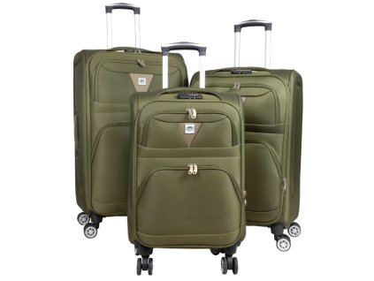 Green travel suitcase set 3 pcs (soft case)