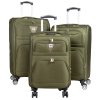 Green travel suitcase set 3 pcs (soft case)