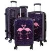 Set of 3 travel suitcases (flamingo)