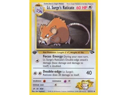 GC 053/132 Lt. Surge's Raticate 1ST EDITION - Gym Challenge