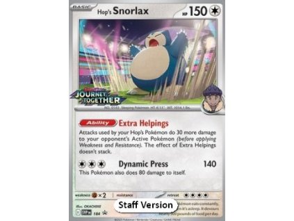 SVP 184 Hop's Snorlax STAFF PROMO - Black Star Promos