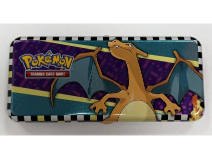 Kovový penál z Collectors Chest 2023 na motiv Charizarda