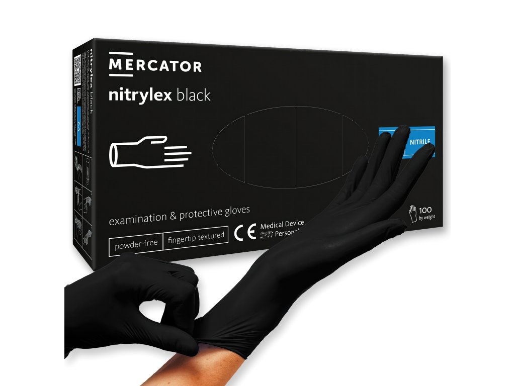 Mercator NITRYLEX jednorazové nitrilové zdravotnícke rukavice čierne 100 ks