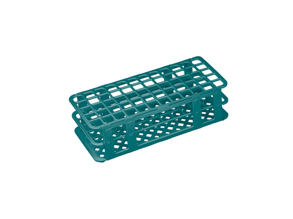 60-miestny stojan na skúmavky Ø16 mm – zložený, autoklávovateľný (Farba Modrá)