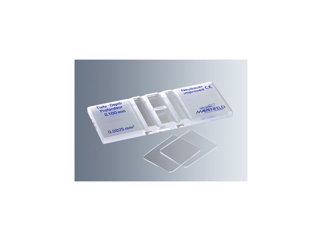 Komôrka počítacia, CE, Bürker, bez pacičiek, tmavá linka, (1 ks), MARIENFELD