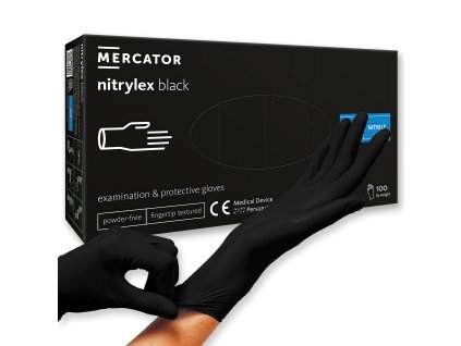 Jednorazové nitrilové rukavice čierne NITRYLEX; 100 ks I MERCATOR (Veľkosť XL)