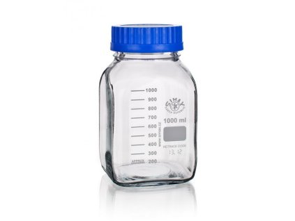 Reagenčná fľaša štvorcová, s modrým uzáverom, gl 80; SIMAX (Objem 500 ml)