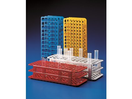 Stojan na skúmavky Ø16 mm – 60 miest (5×12) – chemicky odolný, Kartell Labware (Farba Červený)